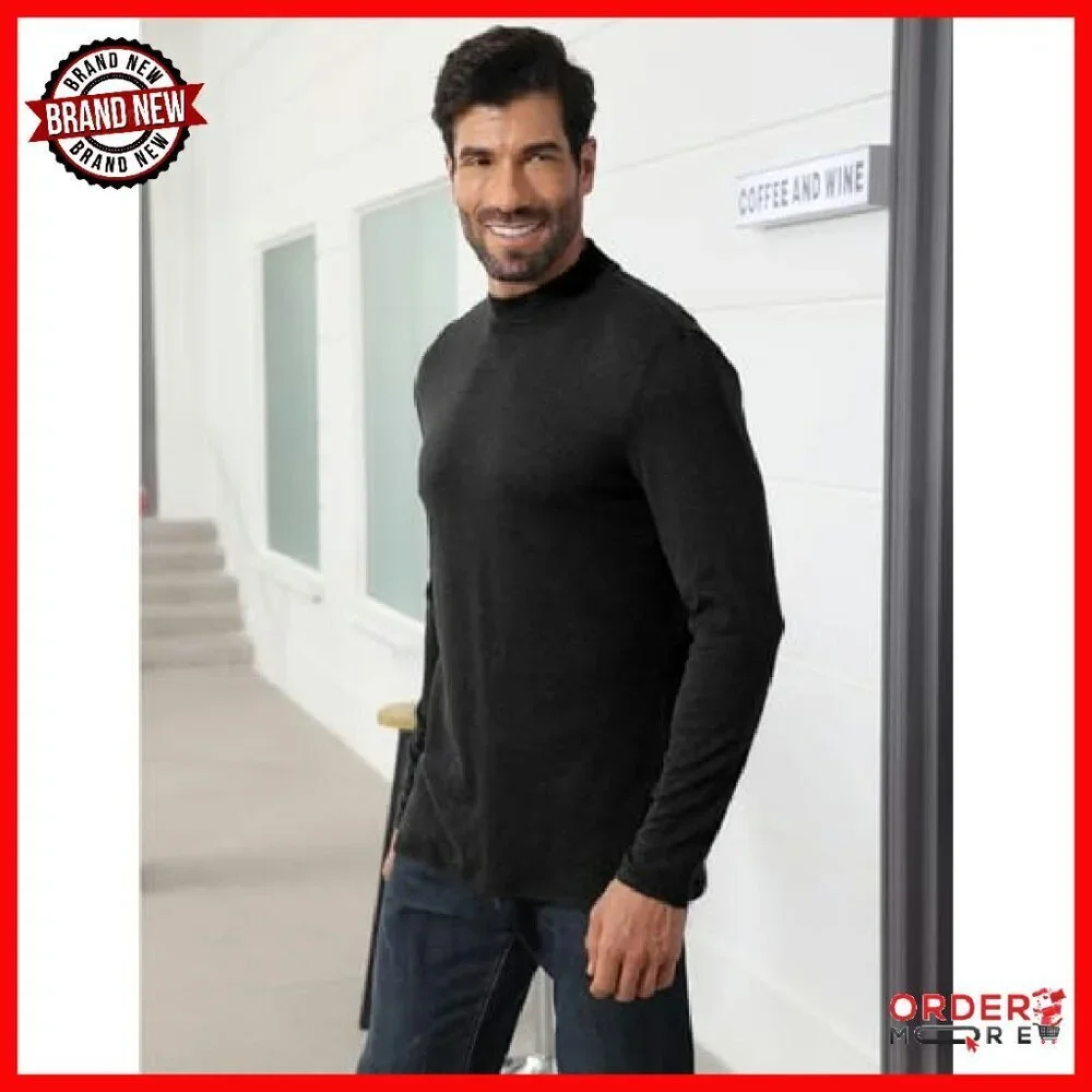 Men's Mock Turtleneck Thermal Shirt Slim Fit Lightweight Polyester Cotton